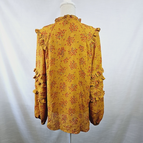 Ann Taylor Floral Ruffle Peasant Blouse size Medium - Picture 6 of 8